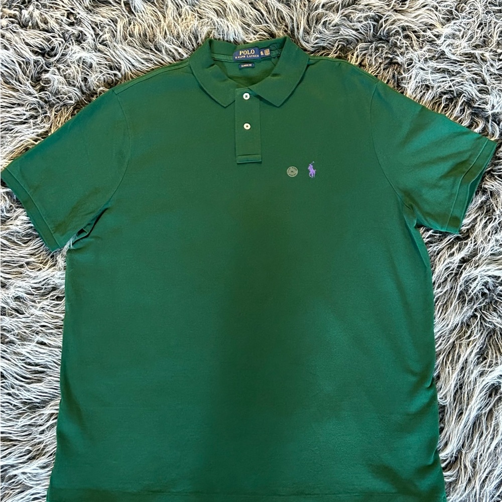 Ralph Lauren Polo Shirt Forest Green Purple Size XL